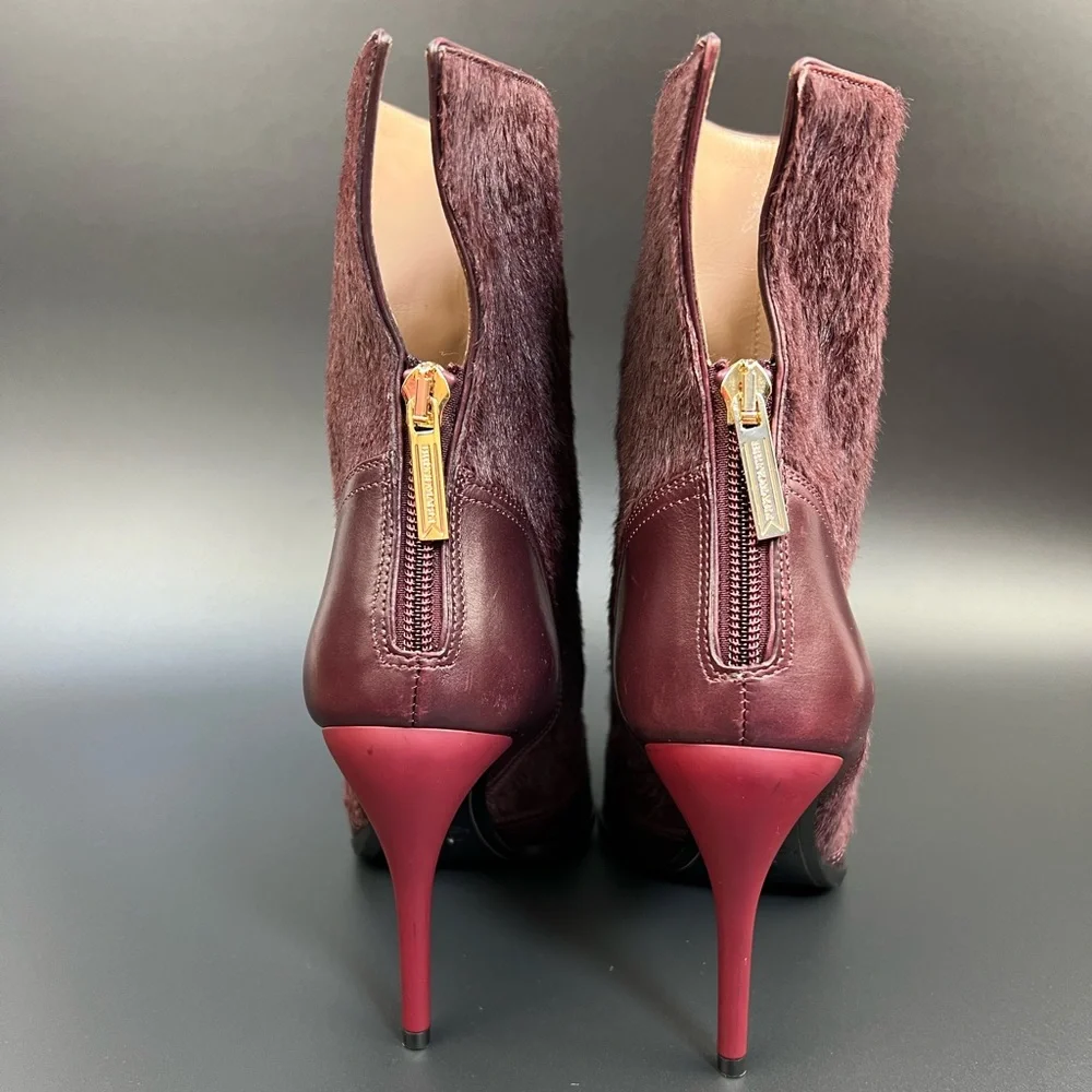 Bruno Magli Sophisticated Wine-Red Pointed High Heel Glam Ankle Boots Size 37